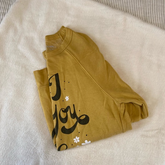 Walk In Love Graphic Sweatshirt Size Large Mustard Yellow - Picture 2 of 4